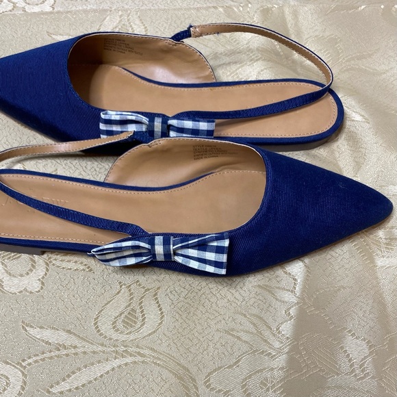 J. Crew Shoes - J CREW POINTED TOE BOW SLING BACK FLATS